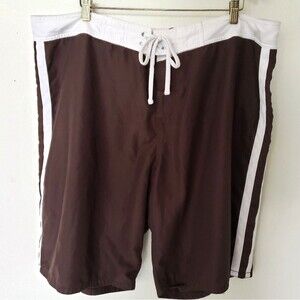 Old Navy‎ Swim Trunks Mens Size XXL Shorts Bathing Suit Chocolate Brown & White